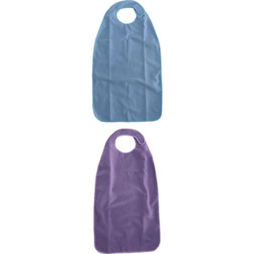 2Pcs Large Waterproof Washable Adult Terry Cloth Mealtime Bib Apron Clothing Protector for Elder Disability Patients 18''x34