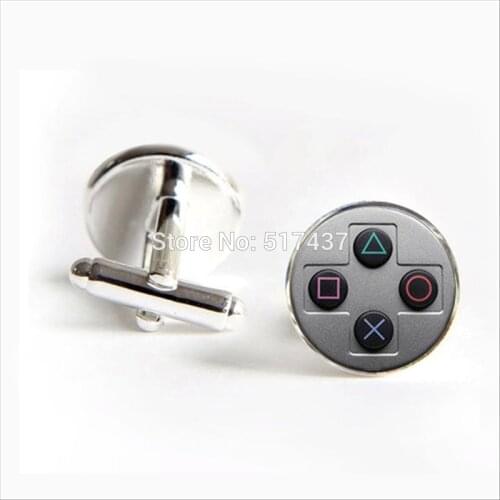 2017 wholesale Game Controller Cufflinks Gamepad Keys Cuff link Fashion Black Round Cufflinks