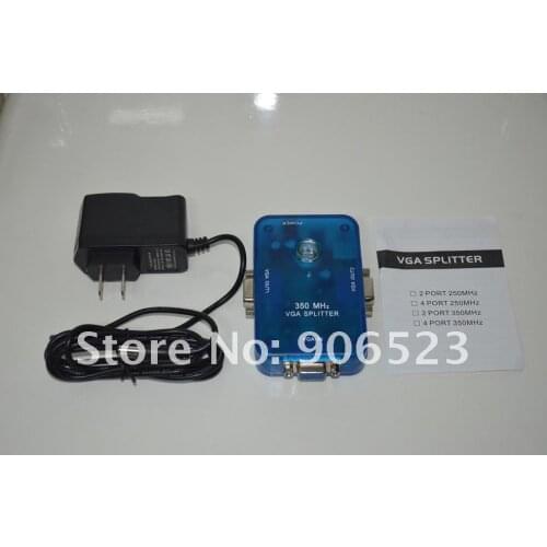 Free shipping 350MHZ 1PC to 2 monitor VGA SVGA splitter with retail box