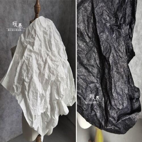 Black White Pleated Paper Fabric Single Layer DIY Patches Decor Modeling Design Graduation Project Creative Designer Fabric