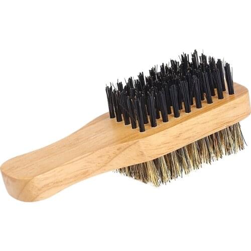 Mens Beard Brush Double-sided Facial Hair Brush Shaving Comb Male Mustache Brush Solid Wood Handle Optional Size