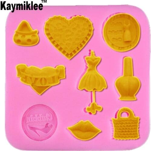 Kaymiklee M271 Mini Bag Dress Lips Shape Silicone Mold Bakeware Cake Cookie Gumpaste Surgarcraft Resin Moulds