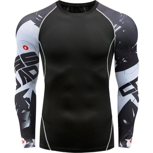Men Compression Running T Shirt Fitness Tight Long Sleeve Sport tshirt Training Jogging Shirts Gym Sportswear Quick Dry