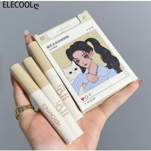 ELECOOL 5Pcs/Set Lipstick Waterproof Long Lasting Matte Shimmer Beauty Lip Gloss Glitter Lip Gloss Beauty Sexy Red Lip Makeup