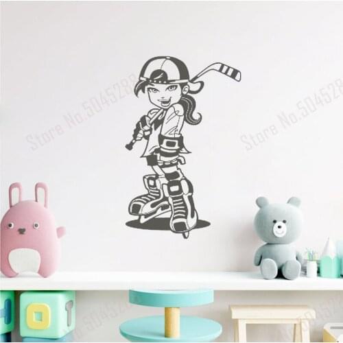 Wall Vinyl Decal Home Decor Art Sticker Ice Hockey Player Girl Teen Modeling Sports Girls Room Bedroom Mural Unique Design Z658