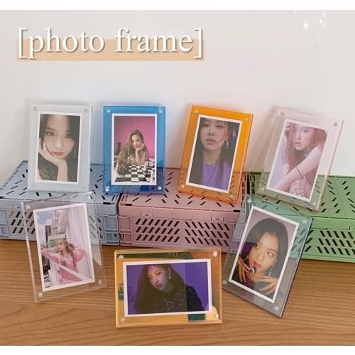 3Inch Acrylic Desktop Photo Frame Transparent Photocards Display Magnetic Desk Decoration Photo Holder Student Stationary