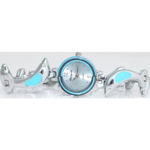 New Fashion exquisite Woman girl dolphins style steel metal strap quartz Bangle bracelet quartz wrist Watch O118