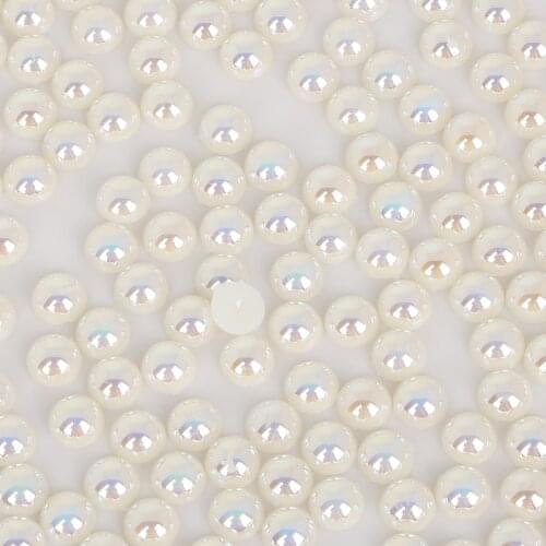 3/4/5/6/8/10/12/14mm 50-1000pcs/bag Ivory ABS Imitation Pearl Half Round Flatback Beads for DIY Craft Jewelry Findings Making