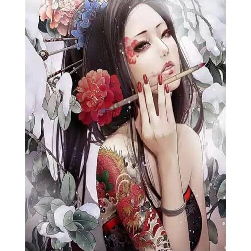 Frame DIY paint by number Sad Woman Modern Wall Art Painting by Numbers Acrylic Paint Adult Coloring Drawing by Numbers Wall Art