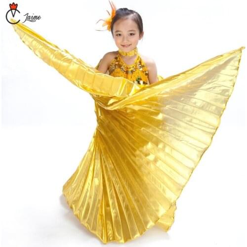 Children Dance Performance Props Belly Dance Accessories Egyptian Gold Wings Gold/Silver Isis Wings with Sticks and bag