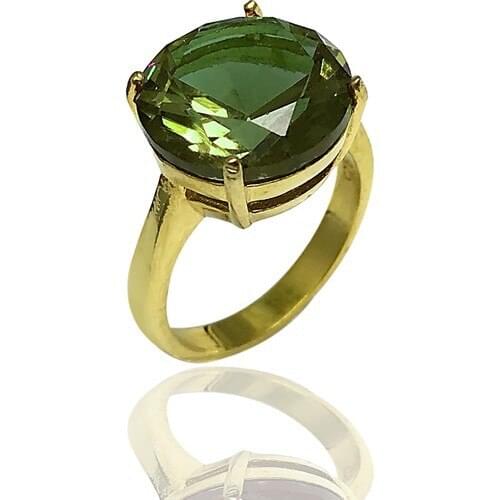 Midyat Silver World Round Pattern Gold Plated Zultanit Cubic Zirconia Silver Women 'S Ring (Code 2020513)