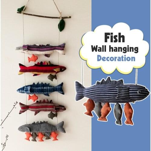 Mediterranean Handmade Cloth Saury Fish String Decoration Pendant Home Wall Yard Hanging Decoration Ornaments Shooting Props