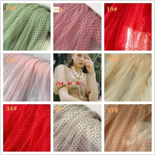 50x155cm Vintage Flocking Dot Fabric Mesh Lace Fabric For DIY Girls’ Dress Puff Skirt 2021 Summer Sewing Curtain Quilting Tissue