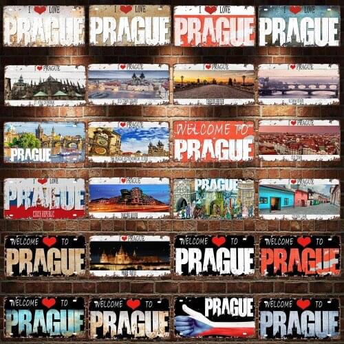 30X15CM Prague Travel City Vintage Poster Travel Souvenir Metal Sign Retro Plaque For Wall Art Shop Bar Home Decor DC-0958A