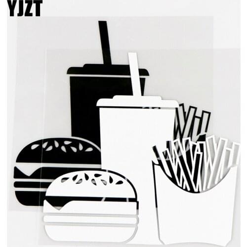 YJZT 14.2×14.2CM Fast Food Hamburger Soft Drink Fashion Car Sticker Vinyl Decals Car Styling Black / Silver 10A-0767