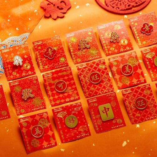 Yoofun 1 Pc/Design Good Lucky Keyword Series Metal Badge Paint Process Gilded Badge Hat Daily Life Items Decoration Push Button