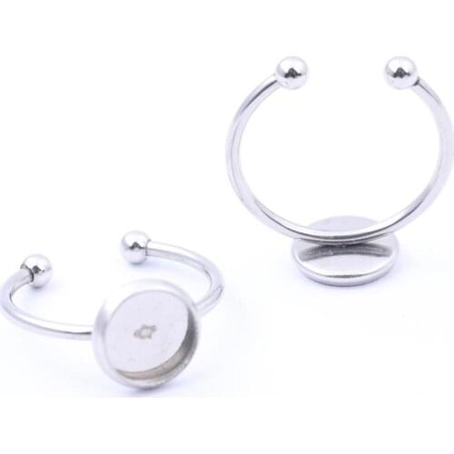 10mm 12mm 20mm Cabochon Ring Setting Blanks 10pcs Stainless Steel Bezel Base For Rings Jewelry Making