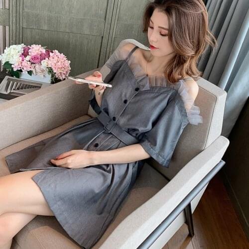 2021 Sexy One Shoulder Sundresses Women Mini Summer Boho Short Korean Chic Fashion Clothing Strapless Lace Elegant A Word Dress