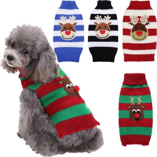 Pet Dog Winter Sweater Christmas Cartoon Warm Chihuahua Costume Knitting Clothes Cat Puppy Pullover Yorkies Soft Santa Claus