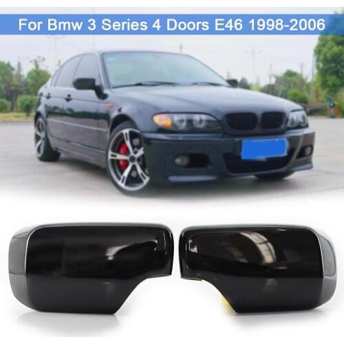 1 Pair Gloss black Car Wing Mirror Cover Mirror Shell Rearview Mirror Caps Replacement For BMW 3-Series E39 E46 4 Door 1998-2005