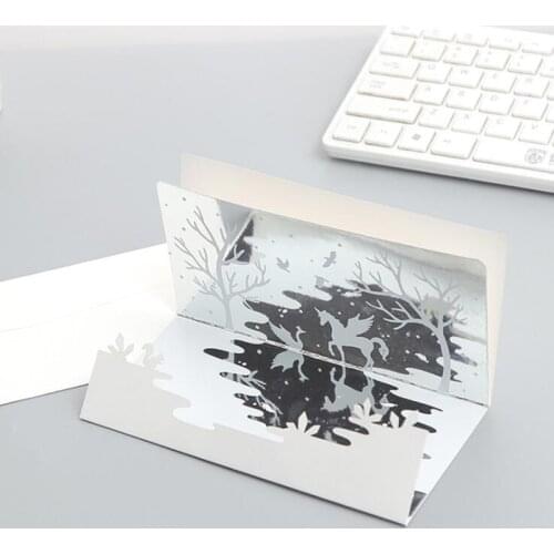 1pc Fantasy Mirror Greeting Card Creative Birthday Chinese New Year Thanksgiving Small Card With Envelope Christmas Gifts