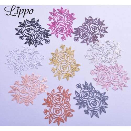 30pcs AB6267 31*39.6mm Filigress Rose Charms DIY Earring Pendant Hanging Jewelry Decoration