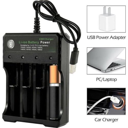 4 Slots Battery Charger USB Intelligent Smart Charger Accessories for 18650 14500 18350 18650 Li-ion Batteries Charging Parts