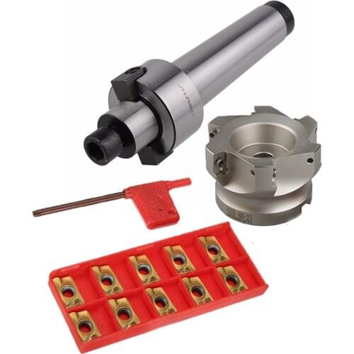 1set adapter Face Mill Arbor MT4 FMB27+BAP400R 80 27 6T+10pcs APMT1604 inserts face milling right angle cutter for CNC mill