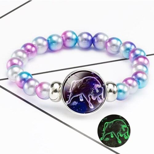 10PC Fashion 12 Constellations Zodiac Sign with Handmade beaded Bangle Bracelets For Men Boys Jewelry Travel Accessories Gifts
