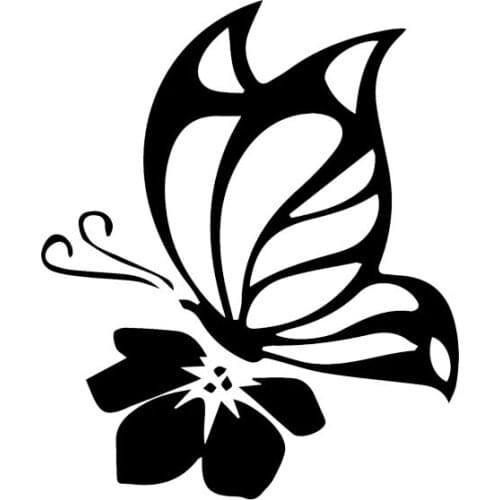 DecalsMe 15.2cm Butterfly With Flower Vinyl Car Sticker Creative Cartoon Animal Car Decal for Car Body Decoration Motorcycle