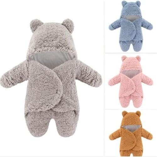 Baby Sleeping Bags Envelope Fleece Hooded Newborn Baby Swaddle Wrap Blanket With Sleeve Boy Girl Infant Baby Wrap Sleepsacks