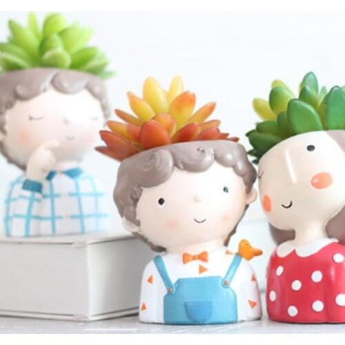 Flower Girl Plants vase European Style Succulent Plants Planter Pot Mini Bonsai Cactus Flower Pot Home Decor Craft