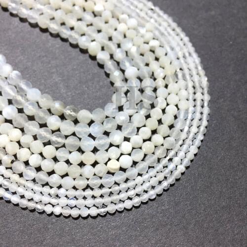 Precious Natural Stone Faceted White MoonStone Small Round Beads For Jewelry Making 2/3/4mm DIY Necklace Bracelet Earring