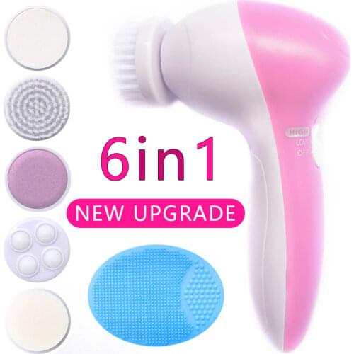 5 6 in 1 Electric Facial Brush Washing Face Massager Machine Silicone Skin Care Cleanser Sets Makeup Tools Make Up Remover Kit