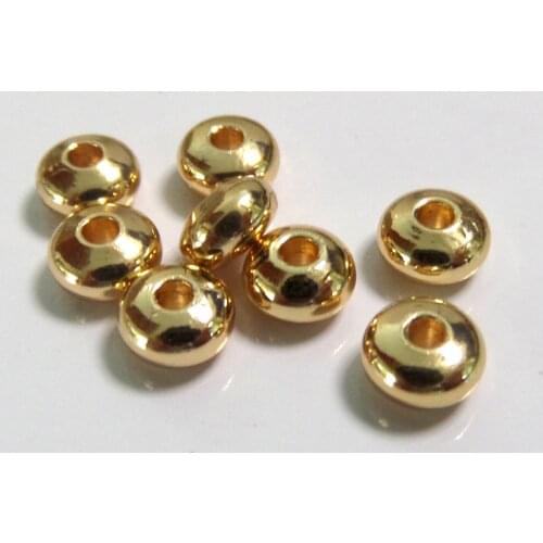 JFE33 Wholesale 100PCS 3.5/4/5/6mm round flat beads with holes brass with gold electroplated DIY beads for jewelry handmade