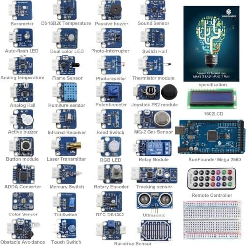 SunFounder 37 modules Mega 2560 Sensor Kit V2.0 for Arduino UNO R3 Mega2560 Mega328 Nano