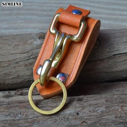 Genuine Leather Key Wallet For Men Male Vintage Handmade Cowhide Waist Hanging Belt Loop Car Key Holder With Key Ring Oragnizer