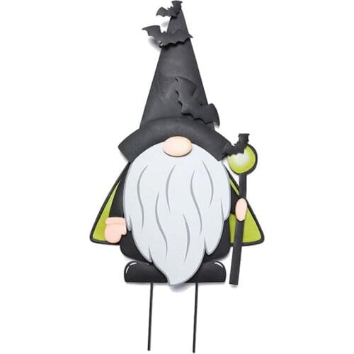 Lovely Gnome Ornament Metal Garden Stakes Creative Halloween Props Decoration for Home Courtyard Lawn JDH88