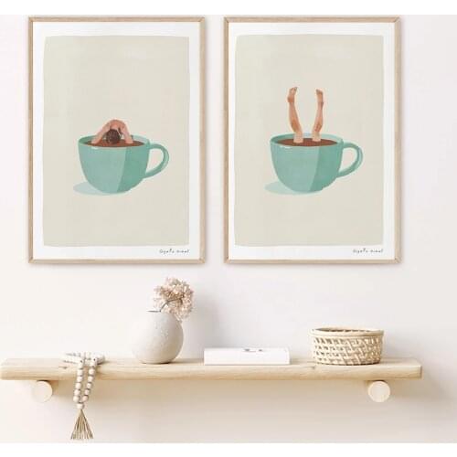 Minimalist Nordic Coffee Cup Poster Kitchen Wall Art Decor Coffee Drinker Gift Addict Funny Canvas Painting Dining Room Pictures