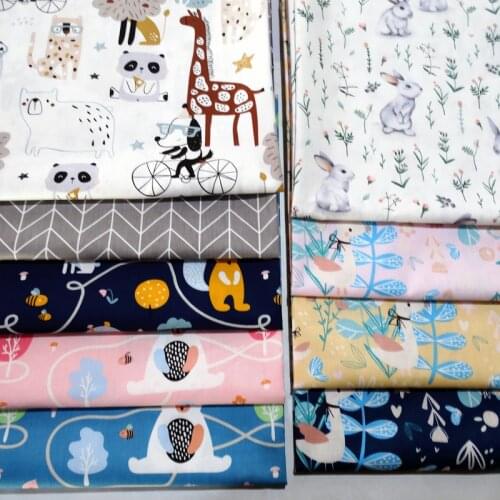 Cartoon Animal Series Baby Dresss Tissus Cotton Fabric Printed Twill fabric for Bedding Cotton-Padded Clothes Pajamas Fabric