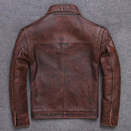 Winter Autumn Genuine Leather Jacket Men Streetweaar Real Sheepskin Coat Man Moto Biker Vintage Cow Leather Jackets U-YYD