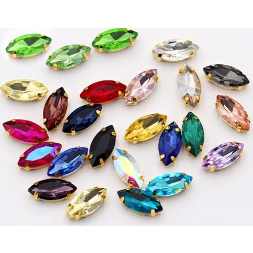 20pcs Big size Nevatte Crystal Glass Sew on Rhinestones with Golden Claw Stones for Craft Diy Clothing Decoration Jewelry Beads