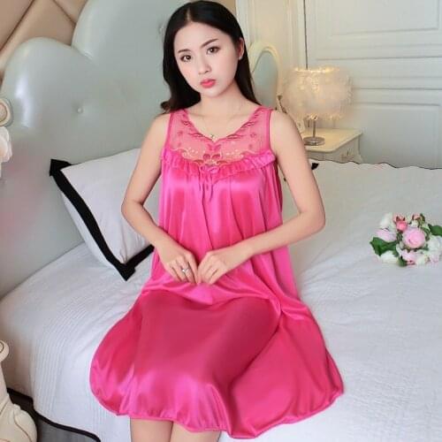 Sleepwear Women Solid Spaghetti Straps Nighties Sleeveless Sexy Dresses Bottom Length Ladies Nightgown Dress Summer Party Dress