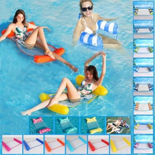 Floating Water Hammock Float Lounger Floating Toys Inflatable Floating Bed Chair Swimming Pool Foldable Inflatable Hammock Bed