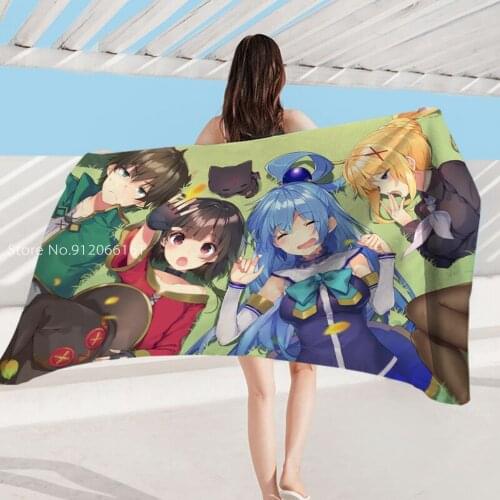 Konosuba Beach Towel KonoSuba Gods Blessing On This Wonderful World! Beach Mat Megumin Anime Large Beach Towels Home Toalla