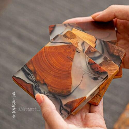 Resin Insulation Pad Japanese Solid Wood Tea Coaster Simple Cup Holder Creative Gasket Tea Ceremony Spare Parts