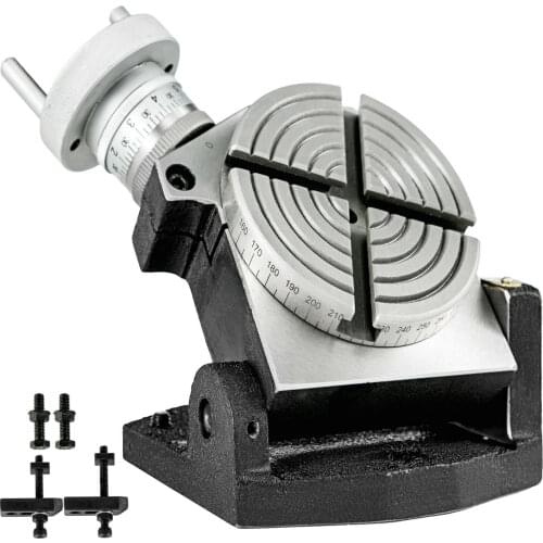 Rotary Table Horizontal Vertical Tilting 4" 4-Slot 100mm for Milling Machine Workbench
