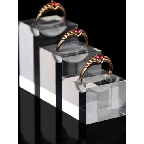 Clear Acrylic Square Jewelry Holder Photography Props Cosmetics Display Stand Pad Necklace Rings Ornaments Show Rack