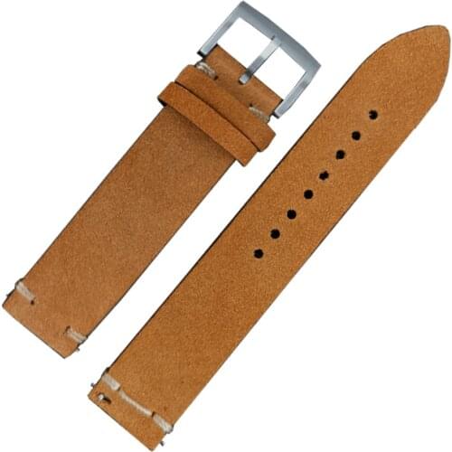 Strap 20mm Genuine Leather For Bronze Watch Stainless Steel Tongue Buckle Quick Release Spring Bars Automatic Watch Band