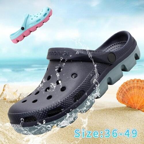 Mens and Womens Sandals EVA Couple Croc Beach Sandal Clogs Home Walks High Quality Mules Clogs Garden Beach Shoes for Girls